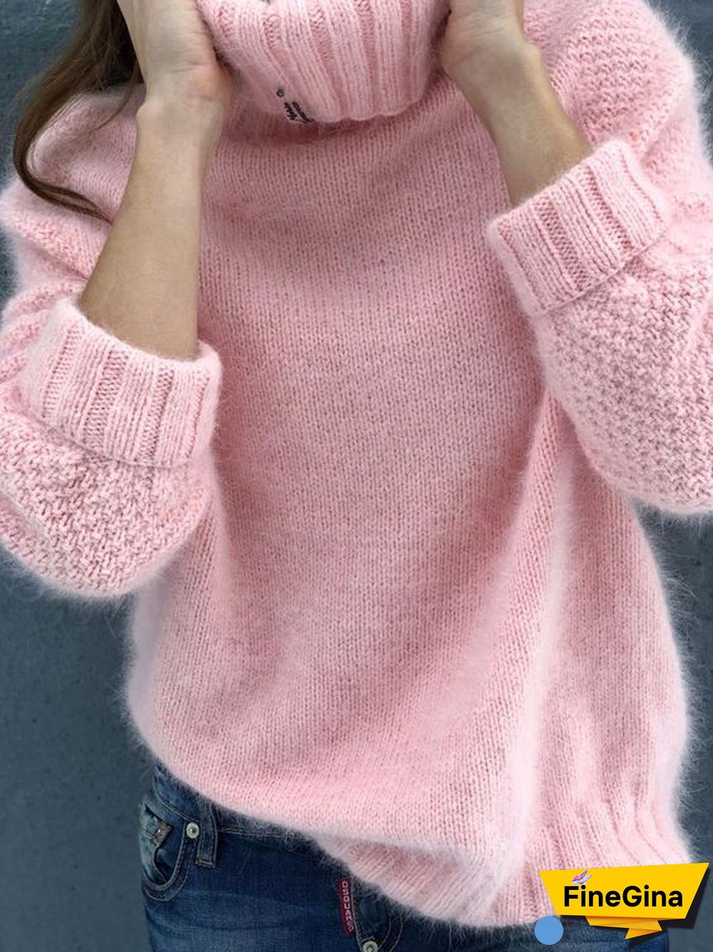 Cozy Plain High Neck Sweater