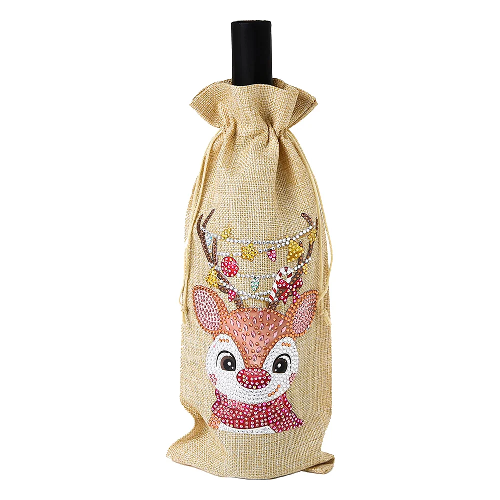 DIY Diamond Painting Xmas Wine Bottle Bag - Christmas Elk