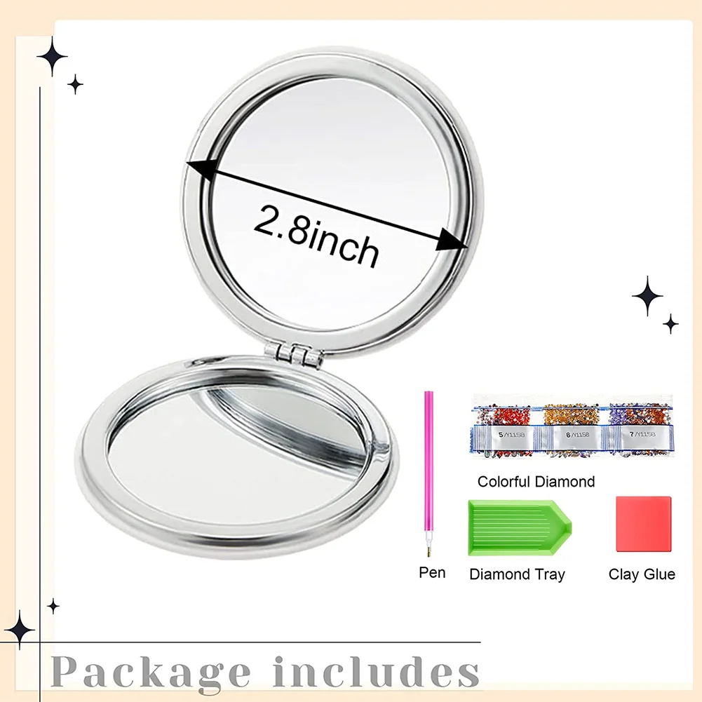 DIY Diamond Painting Makeup Mirror Mandala Pattern Portable Pocket Mirror