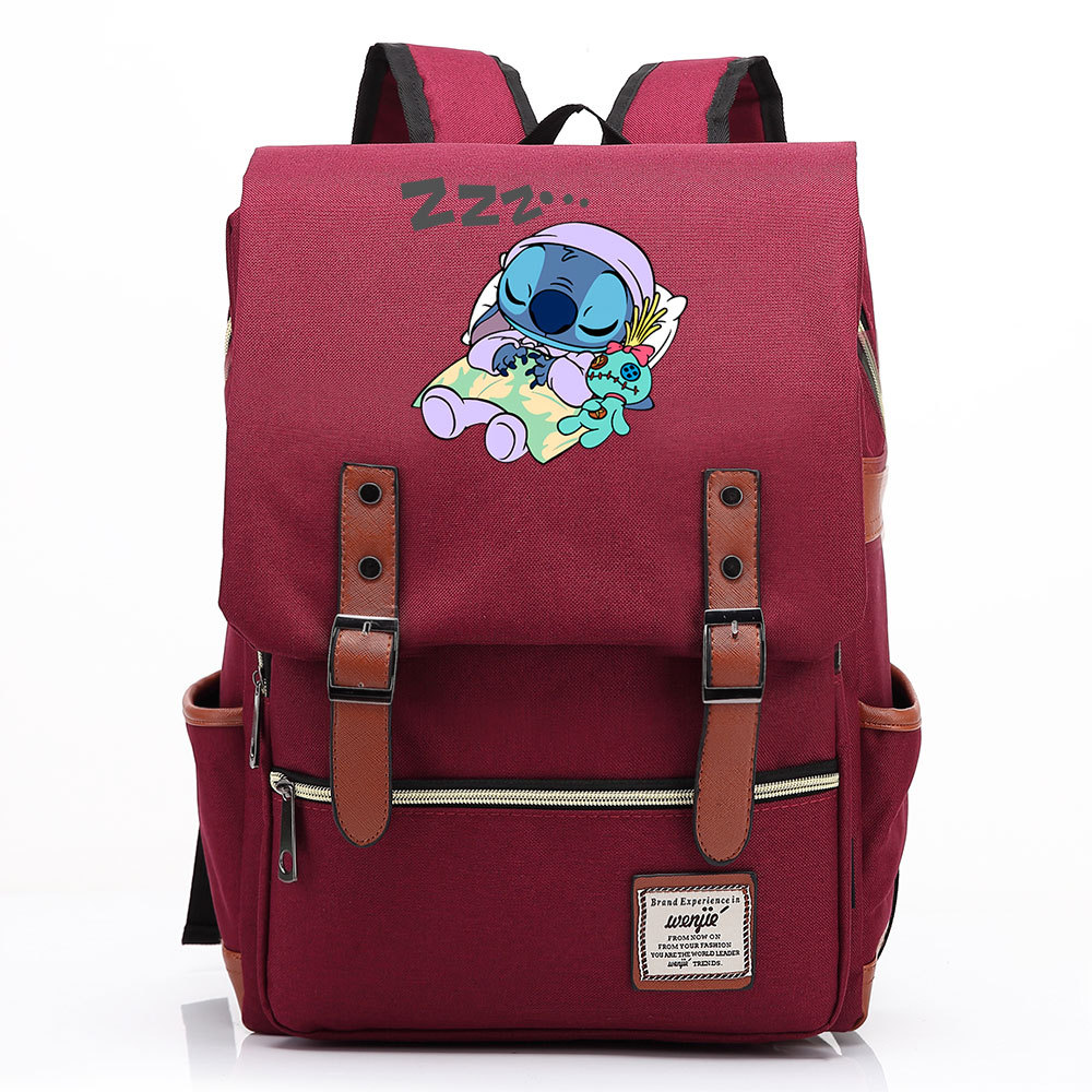Stylish Lilo & Stitch Square Backpack with Belt Buckle Design - Fits 15-inch Laptop-Mayoulove
