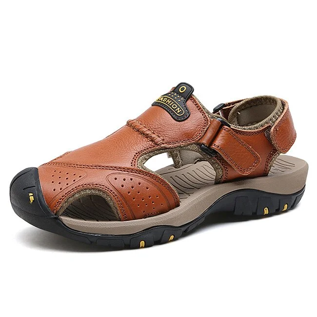 MIXIDELAI New Summer Men's Shoes Outdoor Casual Shoes Sandals Genuine Leather Non-slip Sneakers Men Beach Sandals Big Size 38-46