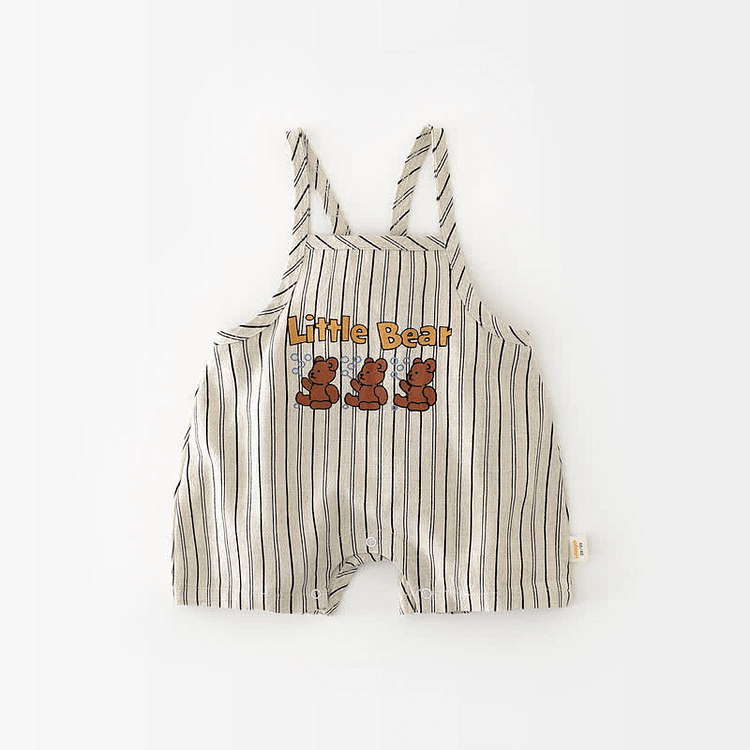 LITTLE BEAR Baby Striped Plaid Strap Romper