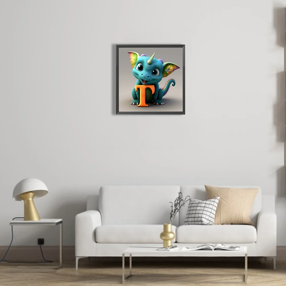Diamond Painting - Full Round Drill - Dinosaur Letter T(30*30cm)