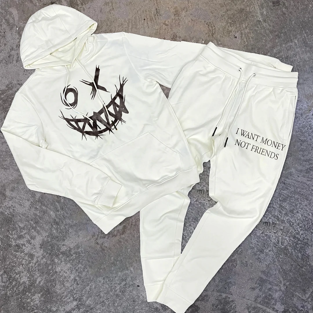 Vintage Smiley Trendy Hoodie Sets