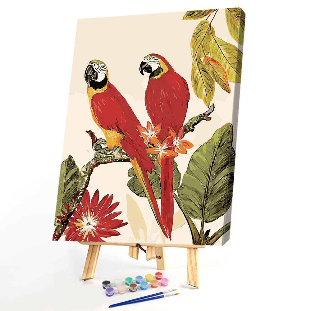 

40*50CM Paint By Numbers-Red Parrots, 501 Original