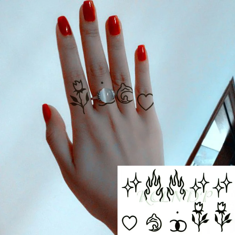 Waterproof Temporary Tattoo Sticker Flame Love Heart Flower Star Element Body Art Fake Tatto Flash Tatoo for Men Women