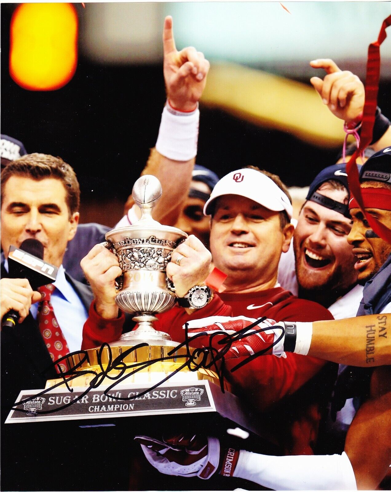 Bob Stoops signed 8x10 Oklahoma Sooner color Photo Poster painting