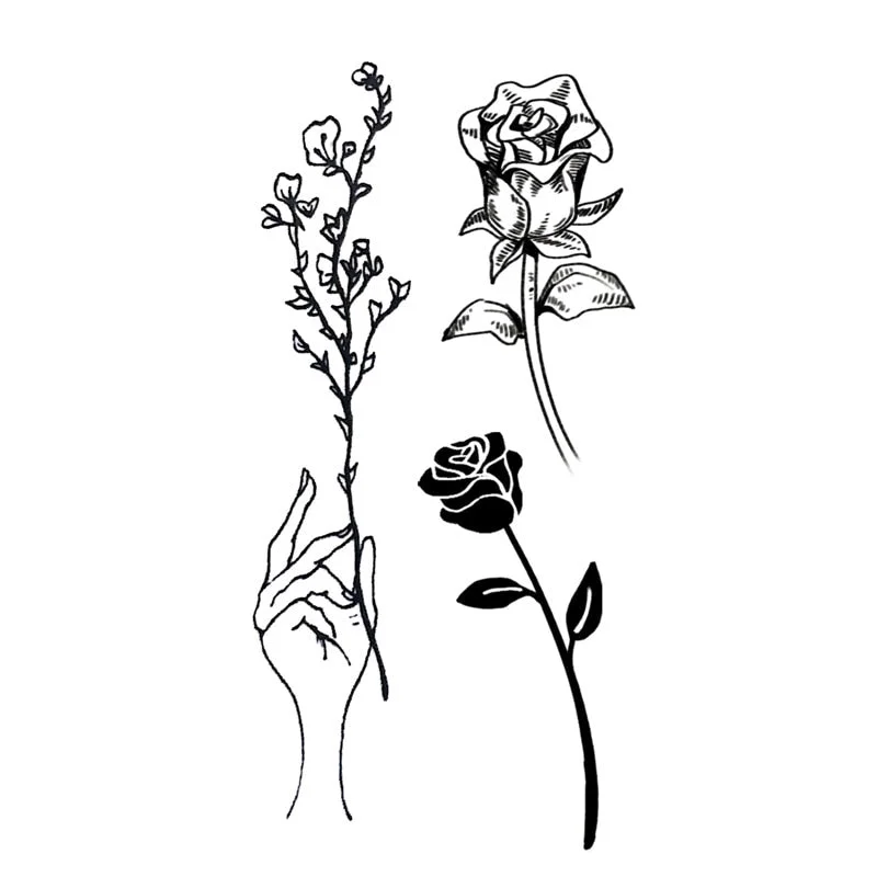 New Small Fresh Temporary Tattoo Men and Women Waterproof Feather Body Art Fake Tattoo Arm Finger Dreamcatcher Tattoo Stickers