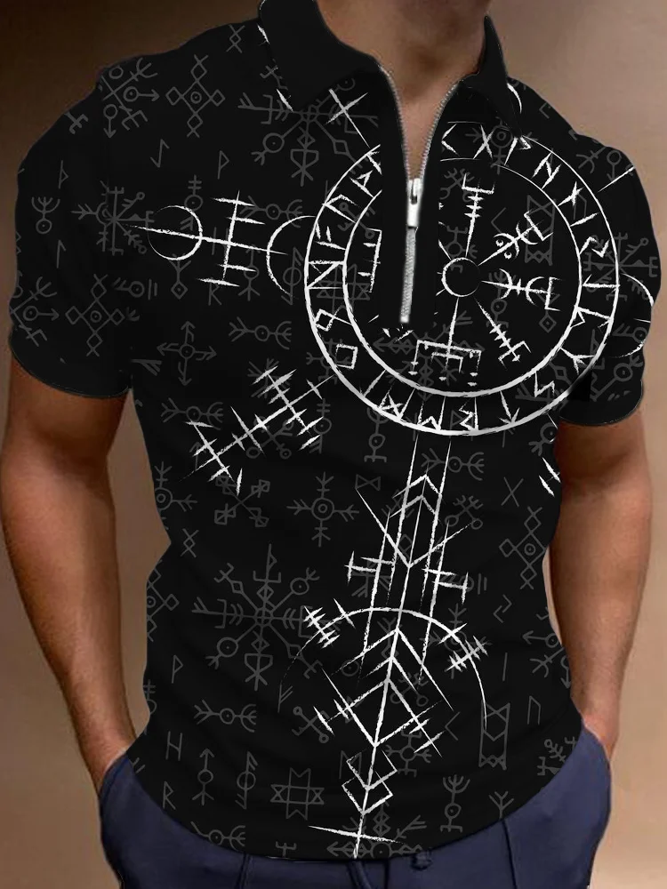 Men's Viking Compass Vegvisir Short Sleeve Polo Shirt