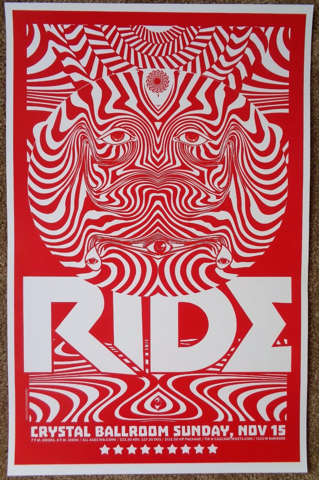 RIDE 2015 Gig POSTER Portland Oregon Nowhere 25th Anniversary Concert