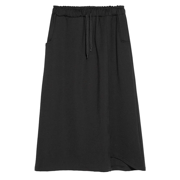 Simple Lace-Up High Waisted Skirt - yankia