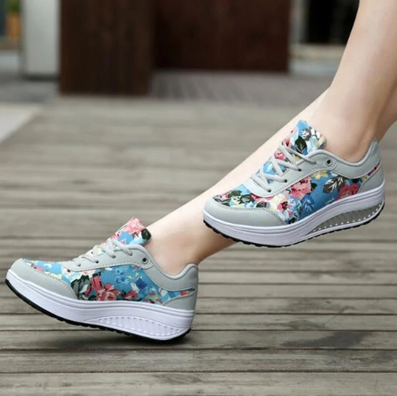 New Fashion Breathable Women's Casual Sports Shoes Women Wedge With Thick Sole Rocking Shoes Women Sneakers Zapatillas Mujer