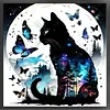Black Cat Butterfly-11CT Stamped Cross Stitch 40*40cm tapestrymarket