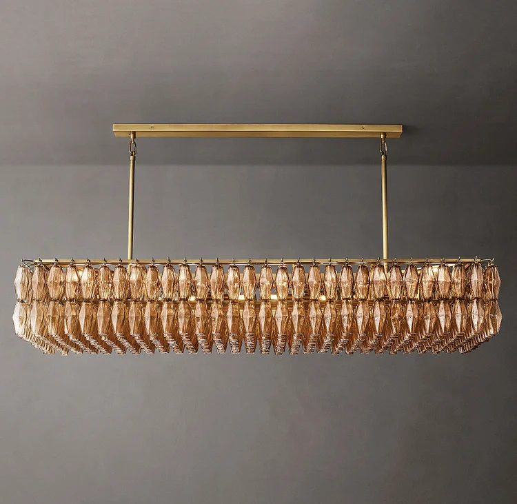 Chiaray Smoke Glass Rectangular Chandelier 74" Vjlight