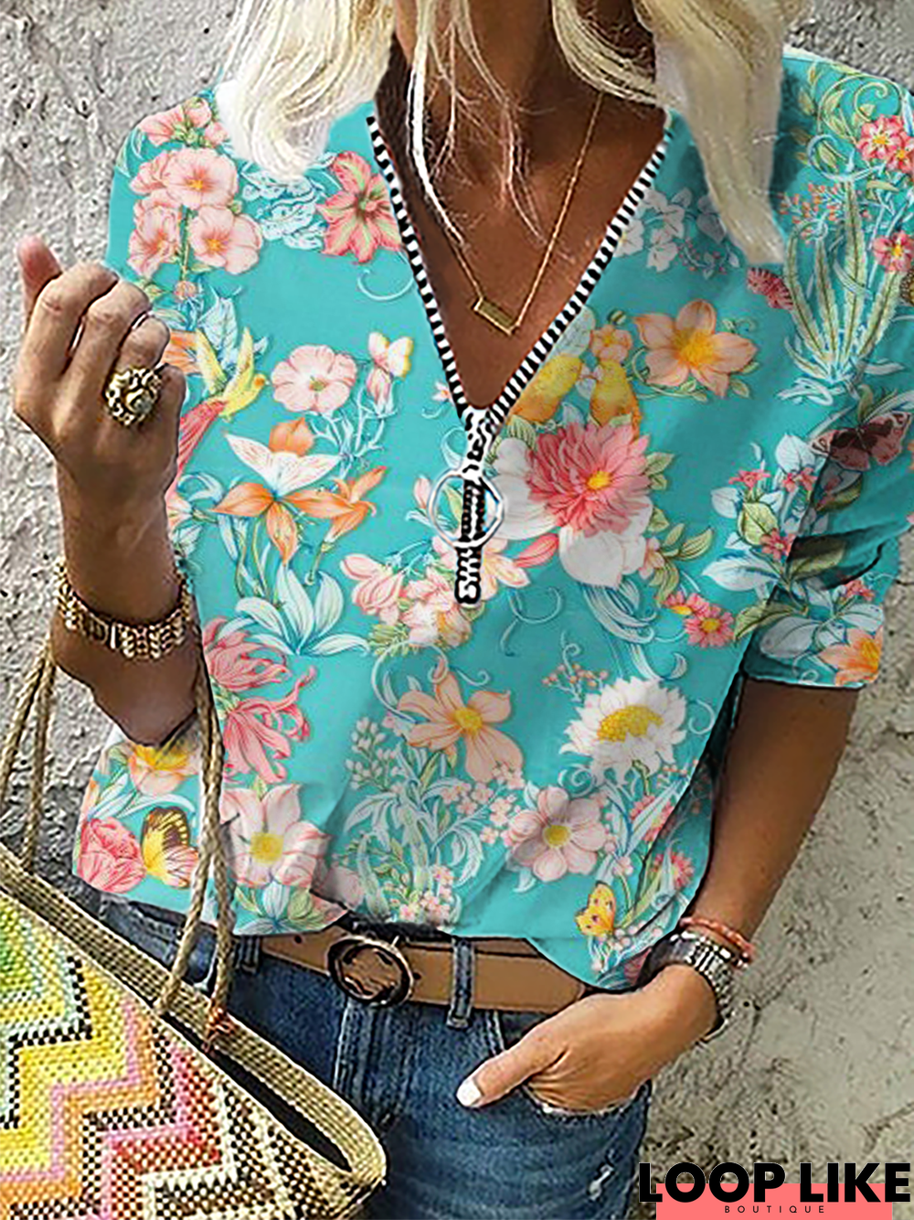 Plus size Floral Printed Casual Tops