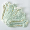 Spring Light Green 3D Jacquard Summer Women Short Socks 10 Pairs