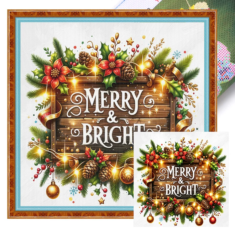 【Huacan Brand】Christmas (50*50cm) 14CT Stamped Cross Stitch gbfke