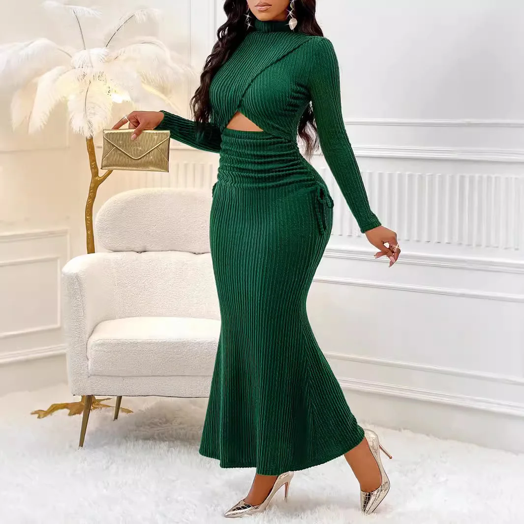 Woherb Woherb Style Women's New Temu Autumn New Round Collar Dress-Outfit Ideas