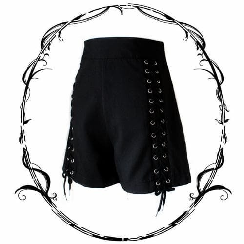 Black High Waisted Lace-Up Shorts SP1811814