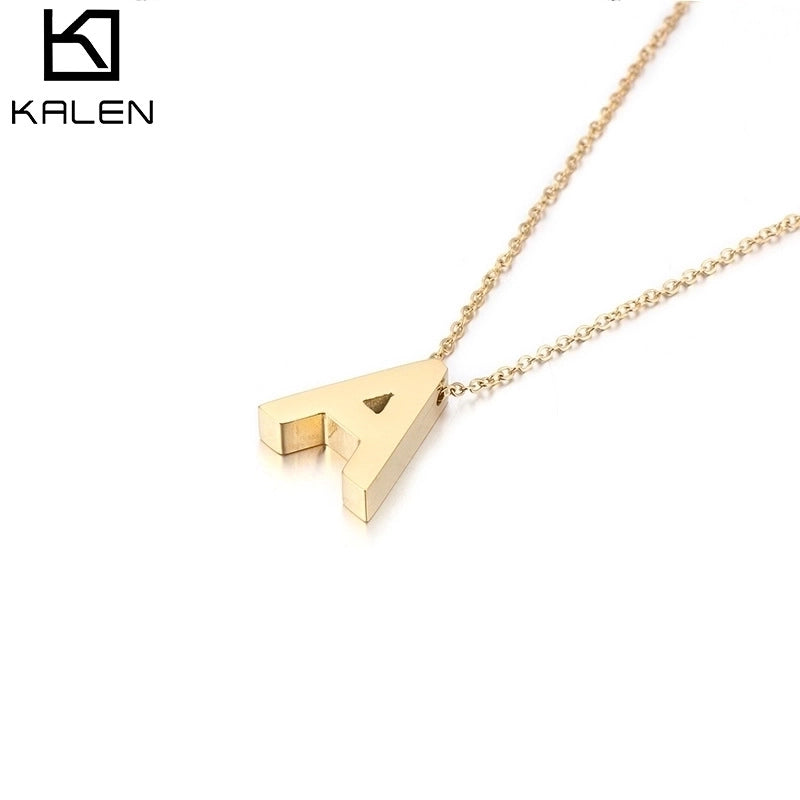 Titanium Steel 18K Gold Plated Fashion Plating Letter Necklace