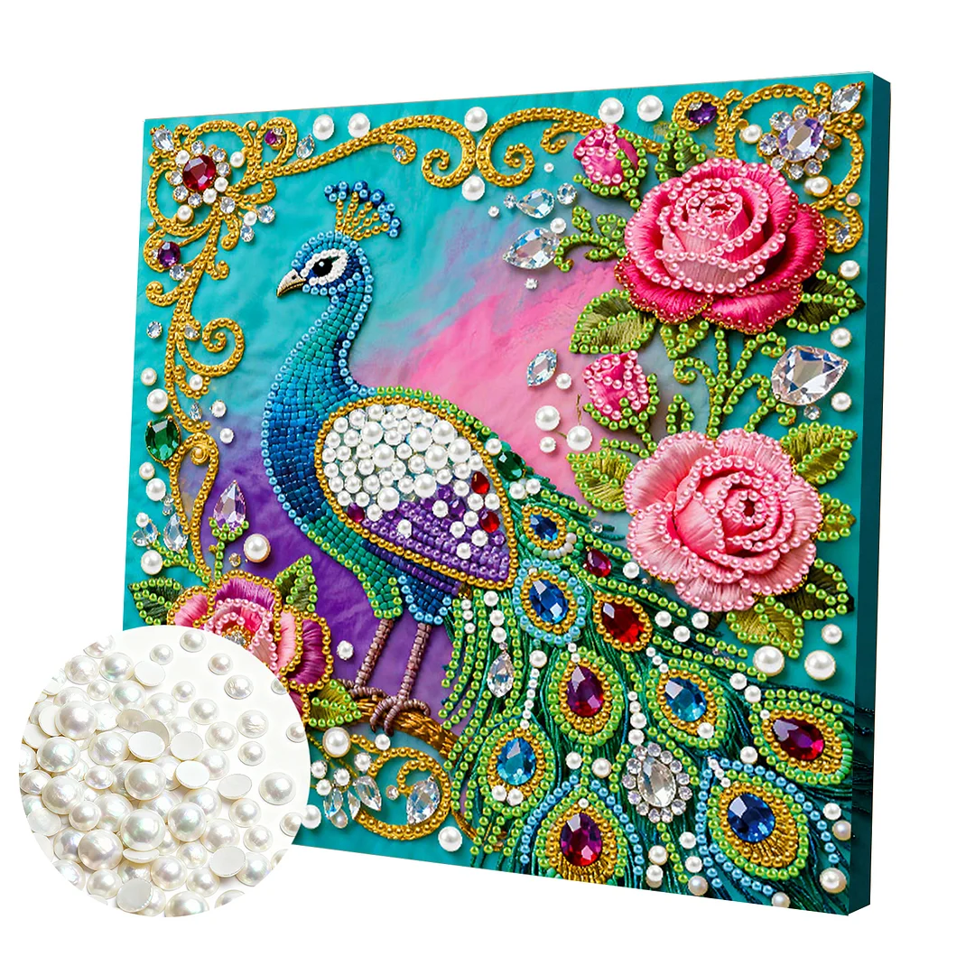 Peacock Art Diamond Painting Kit for Adults Home Decor 25x25cm With Frame