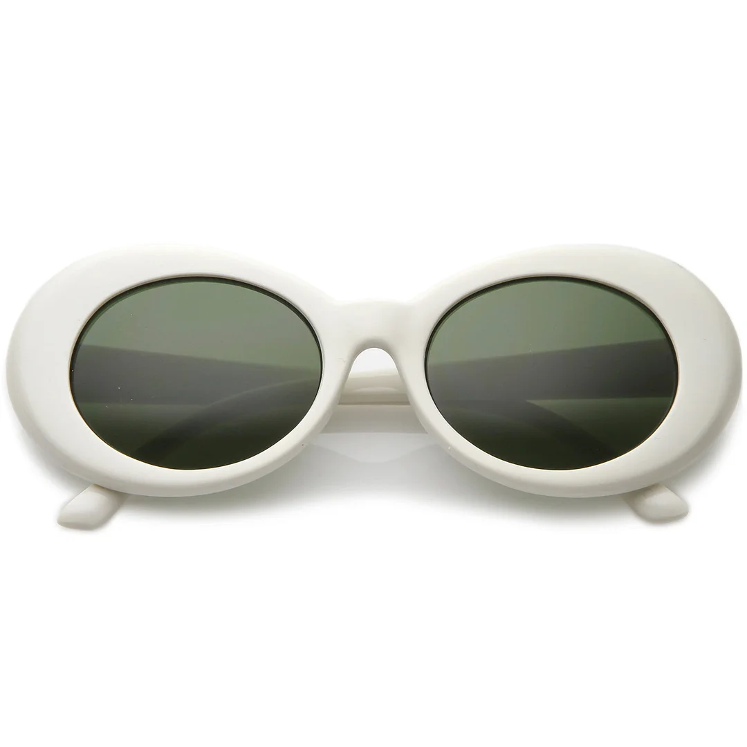 Retro White Oval glasses With Tapered Arms Colored Round Lens  51mm
