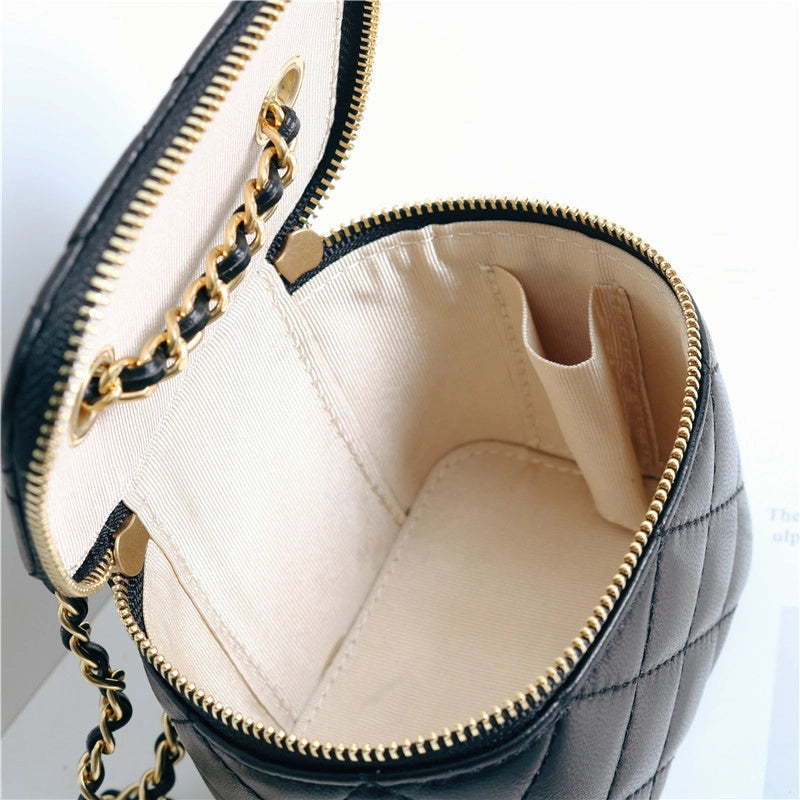 Genuine Leather Women’s Bag Spring New Arrival Sheepskin High-Grade Rhombic Mouth Red Bag Cosmetic Bag