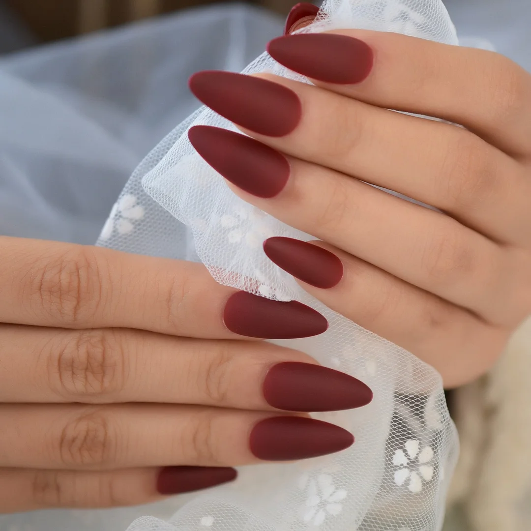 Professional Almond shaped Nail Tips Stiletto Matte Fake Nails White Short Press On Nails With Free Adhesive Tabs-Nail Inspo