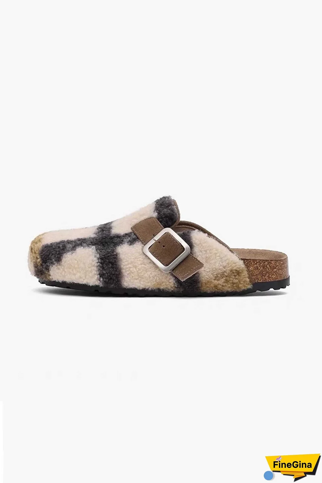 Plaid Plush Slip-on Slippers