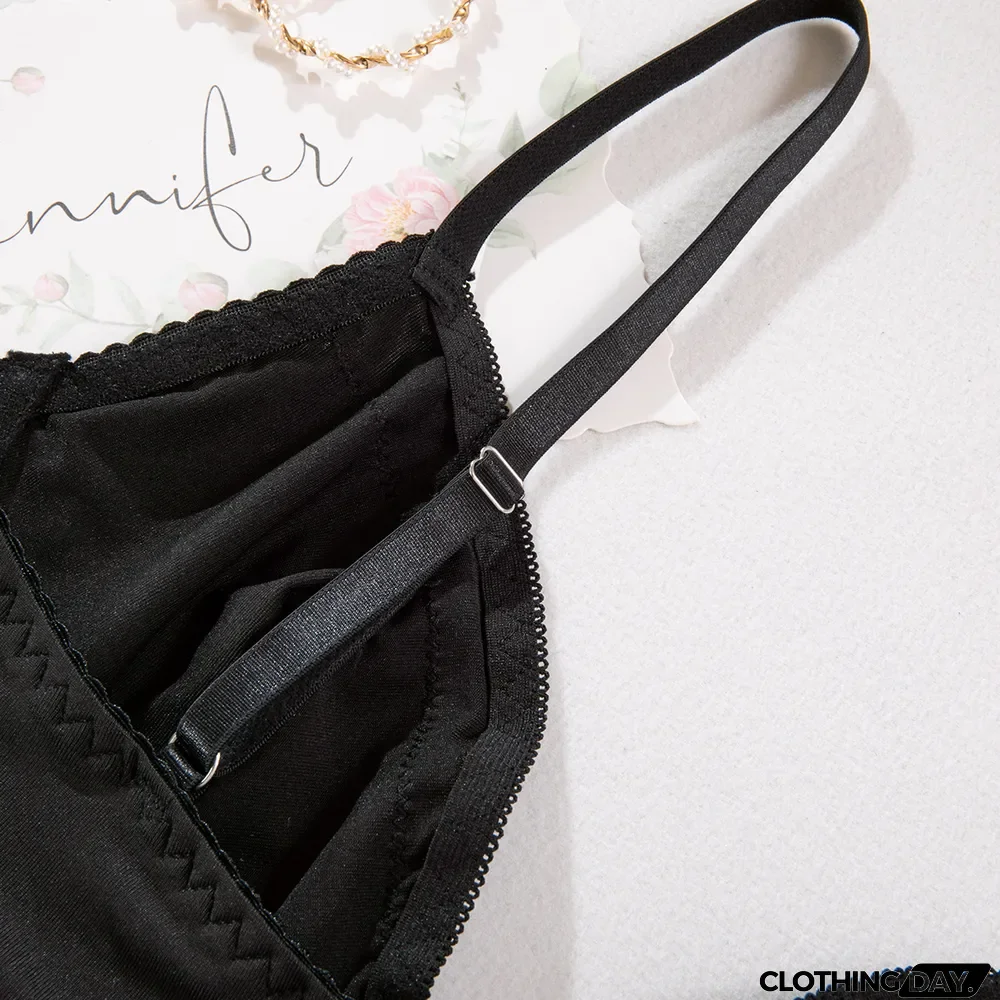 Heart Print rhinestone fashion lace sling Basic hollow sexy underwired bra