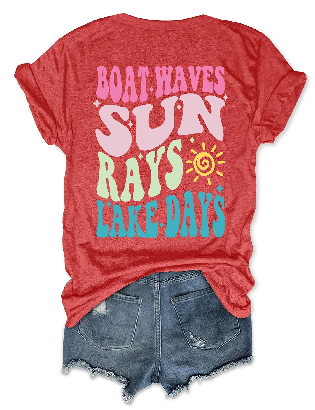 Boat Waves Sun Rays Lake Days T-shirt