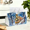 (25cm)Winter Steam Train DIY Diamond Painting PU Tissue Holder Box