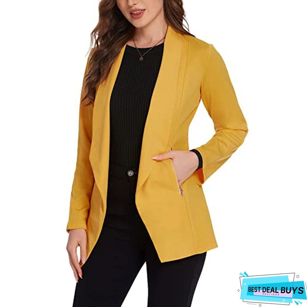 Autumn and Winter Long Sleeve Cardigan Casual Temperament Solid Color Jacket Suit