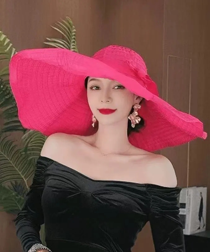 Summer Rose Big Hat Eaves Folding Beach Vacation Sun Hat
