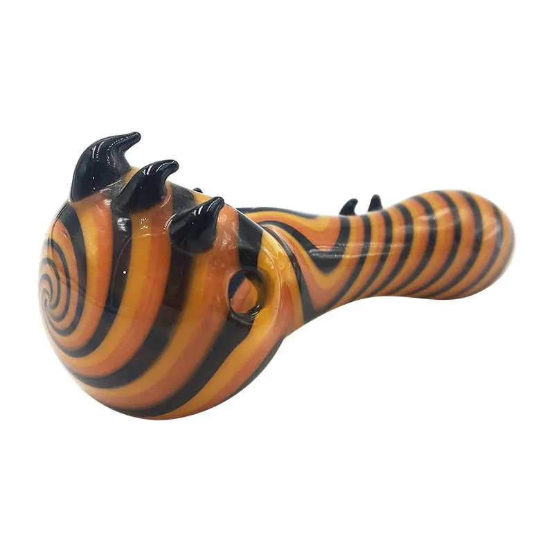 Orange Stripe Fritted Spoon for Smoke with Switchback Fangs