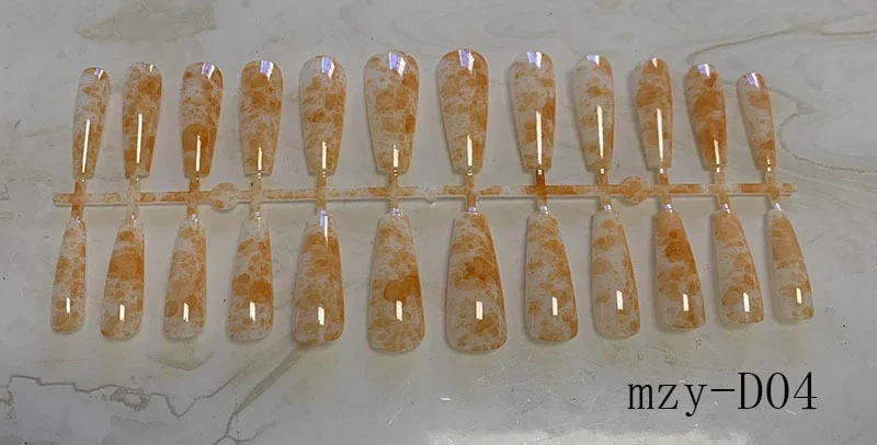 1set/24pcs Long Ballet Coffin Fake Nails Color Press On Nail Tips Removable Varnish Manicure Glue Style Ladies Decorations-Nail Inspo