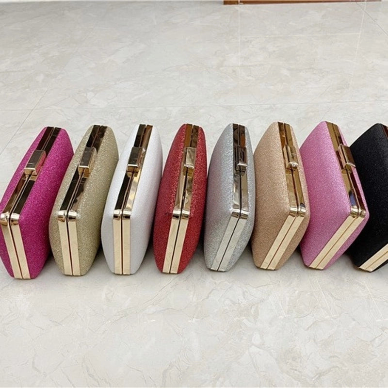 Silver Black Red Pu Leather Metal Solid Color Square Evening Bags