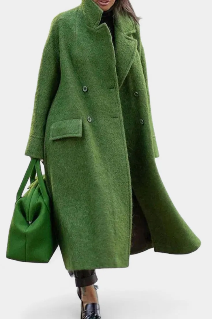 Oversized Double-Breasted Coat with Notched Lapel