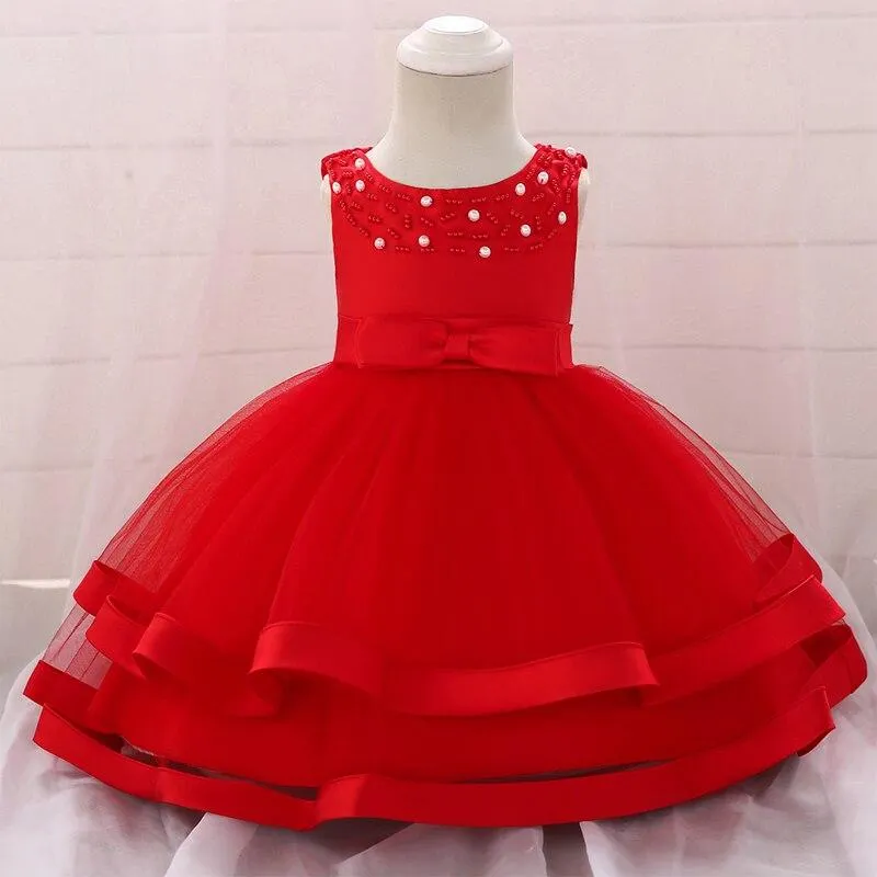 2021 Summer Pageant  Infantil 1st Birthday Dress For Baby Girl Baptism Clothes Floral Princess Dresses Toddler Party Wedding