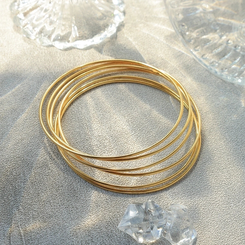 Casual Commute Round Waves 304 Stainless Steel 14K Gold Plated Bangle In Bulk