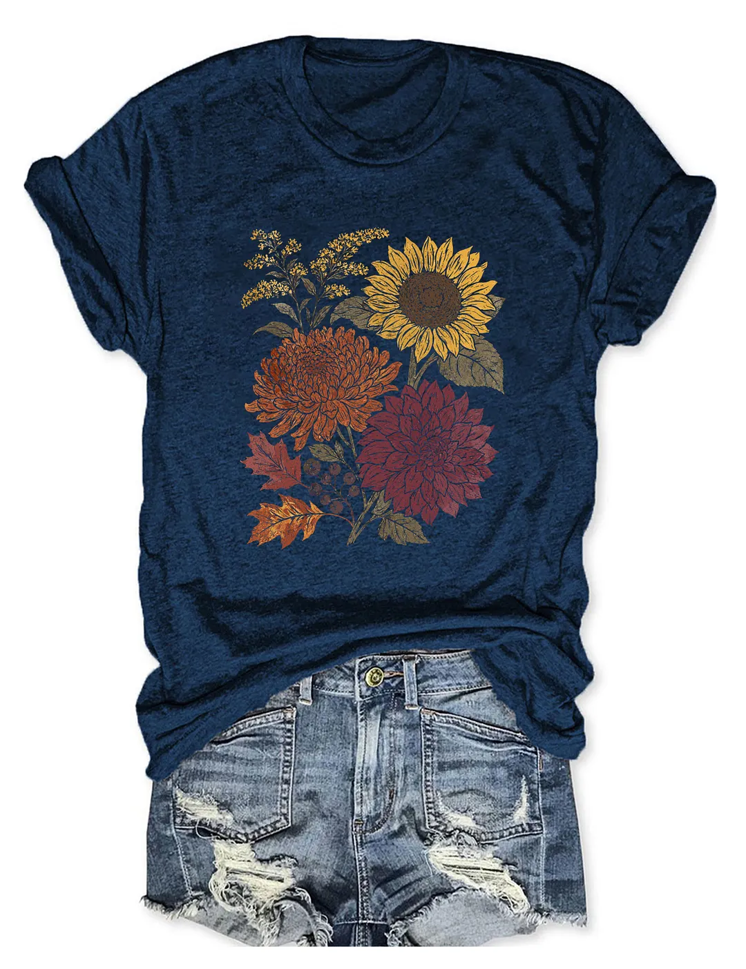 Fall Floral Sunflower Dahlia T-shirt