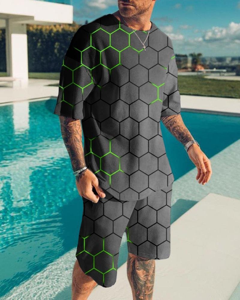 Men's Fashion Printing Shorts Suit78