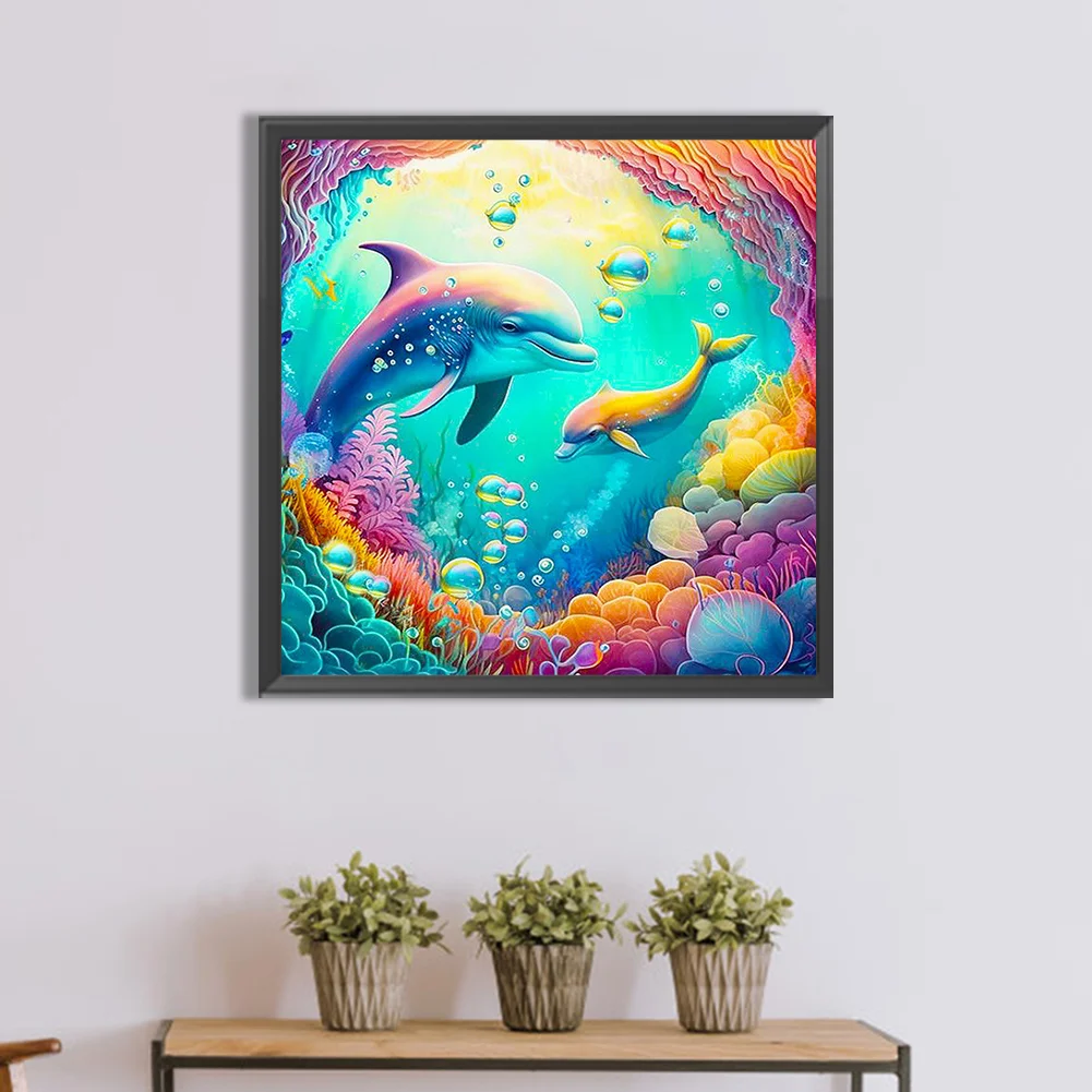 Diamond Painting - Full Round Drill - Dolphin(Canvas|30*30cm)