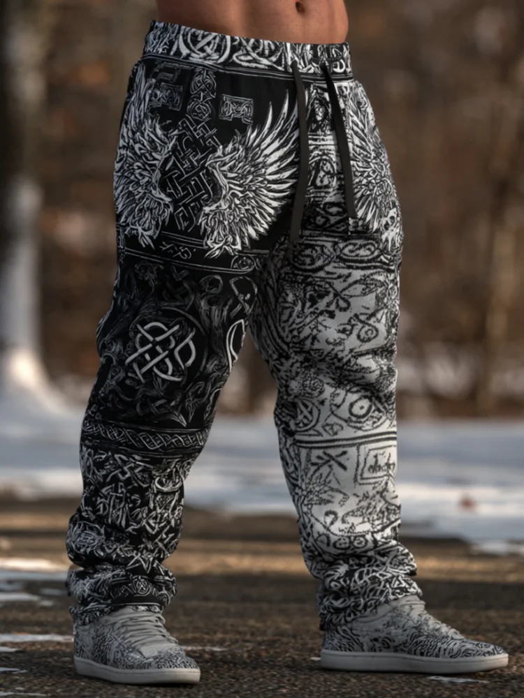 Men's Viking Wing Celtic Knot Vintage Distressed Sweatpants