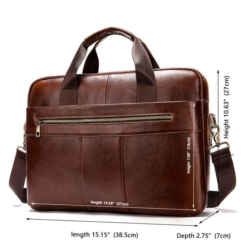 Mens Business Briefcase Vintage Leather Shoulder Bag
