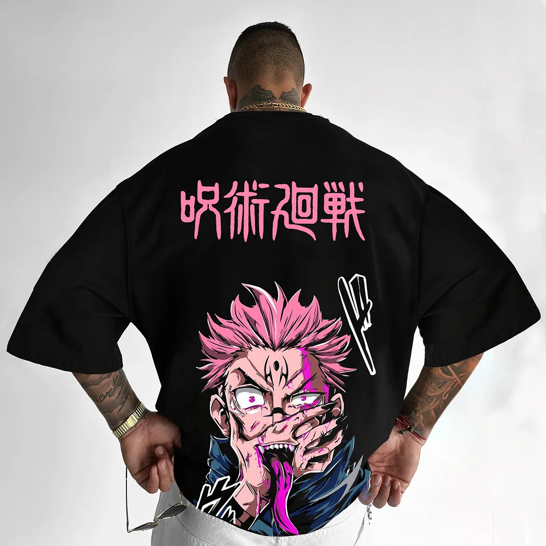 Outletsltd Casual Jujutsu Kaisen Anime Print T-Shirt