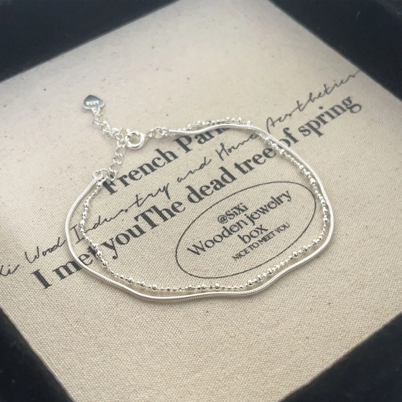 925 Sterling Silver Ball Chain Snake Chain Bracelets Elegant Minimalist