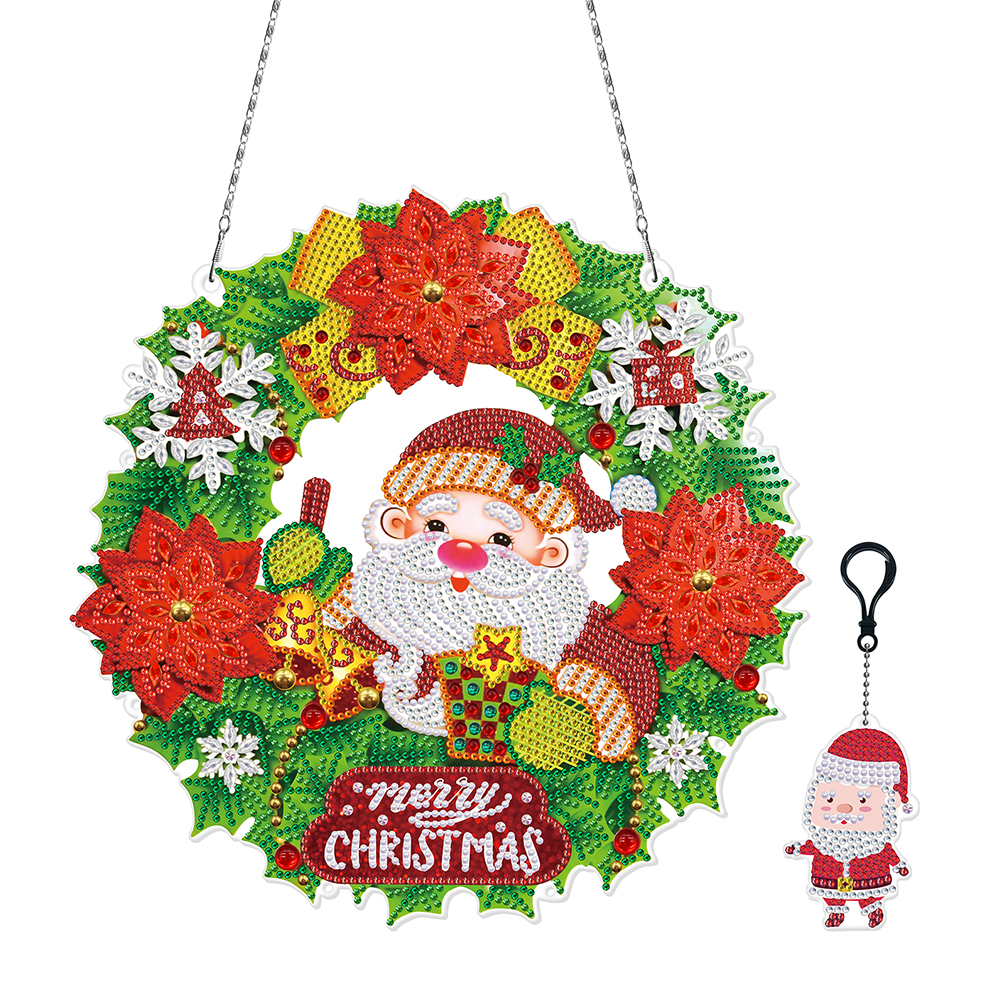 

Christmas Wreath with Keychain & Lamp Belt - 5D DIY Craft Pendant - 28*28CM, 501 Original