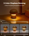Mushroom Table Lamp Night Light Wooden LED Mushroom Touch Lamp Dimmable Bedside Lamp Eye Protection Atmosphere Lamp 600mAh USB Rechargeable Cute Lamp for Kids Adult Bedroom Living Room (A)