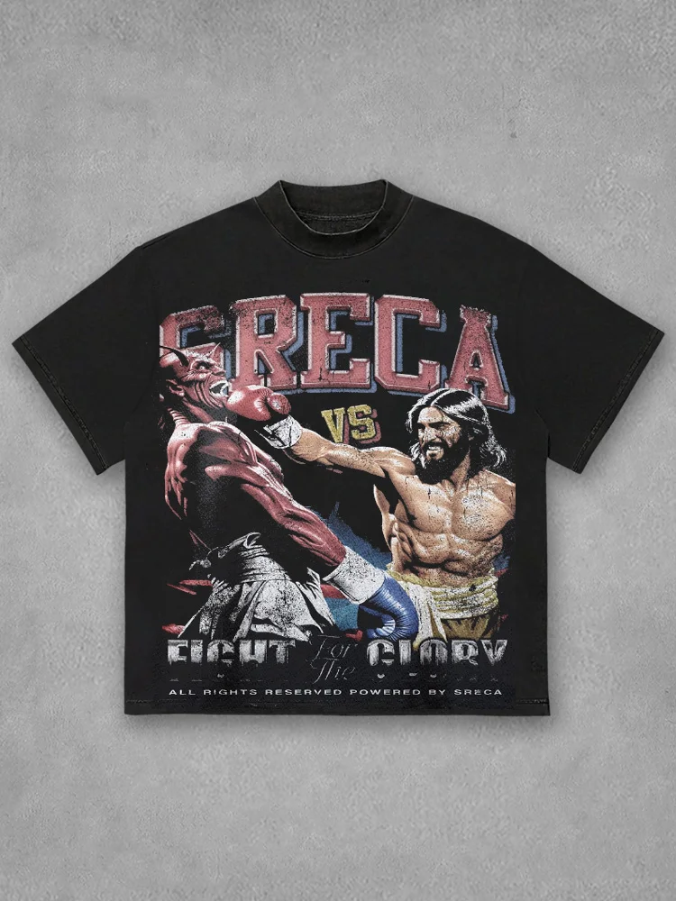 Jesus Ko Satan Pattern 100% Cotton T-shirt